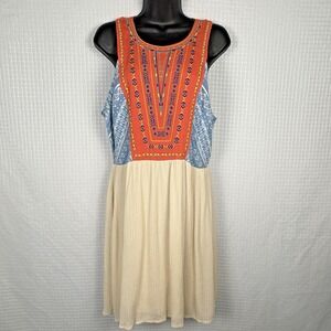 Flying‎ Tomato Embroidered Dress Womens Large Vacation Cruise Resort Eclectic